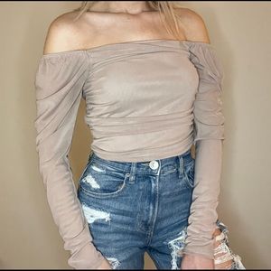 Nude/purple cropped long sleeve in size s